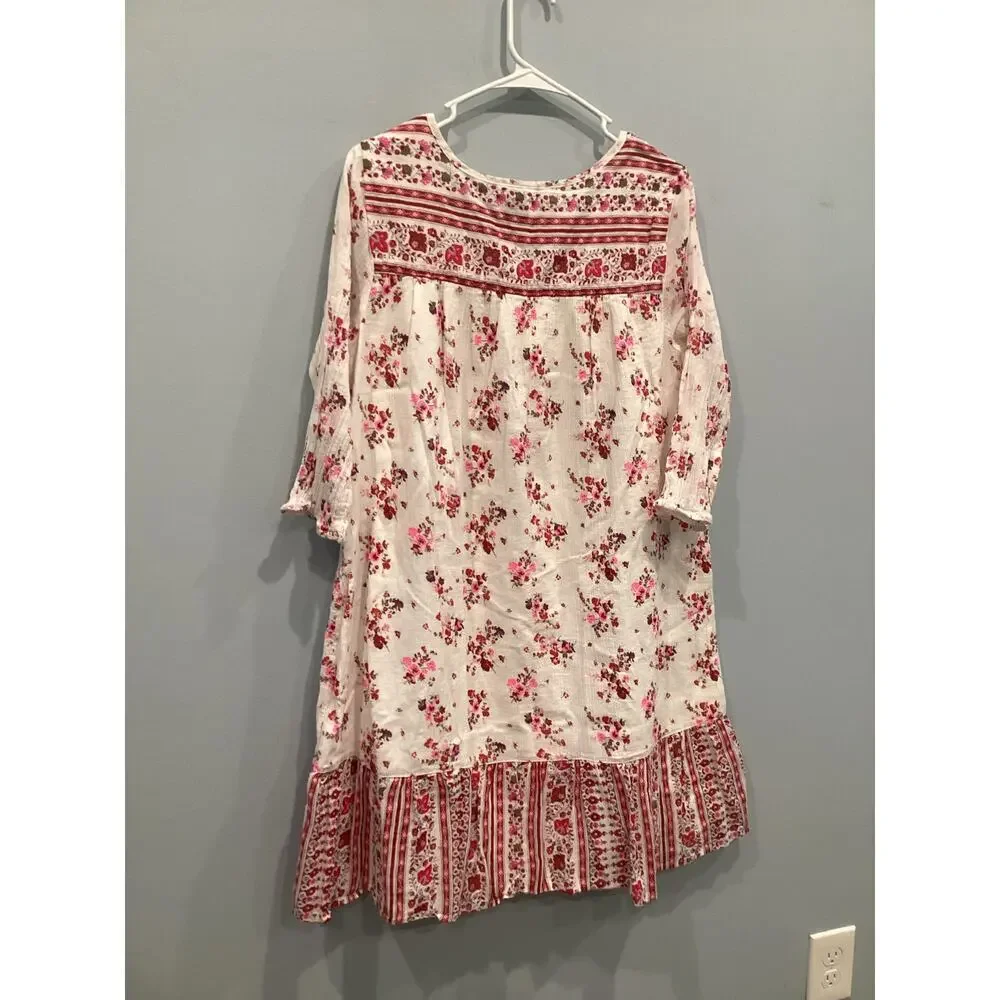 Old Navy Big‎ Girls Peasant Dress Size XXL Plus 16 Boho Pink Floral Gauzy Cotton